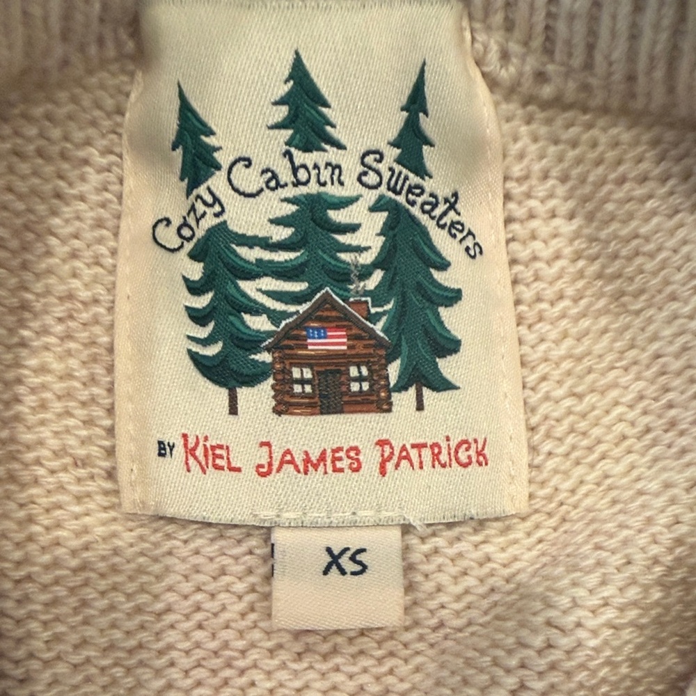 Kiel James Patrick Beige Crewneck Sweater with Red Reindeer Motif - Picture 2 of 3